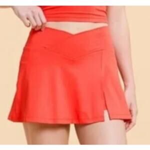 NEW Blogilates XL Crisscross Slit Skort Coral Orange Preppy Yoga Gym Casual